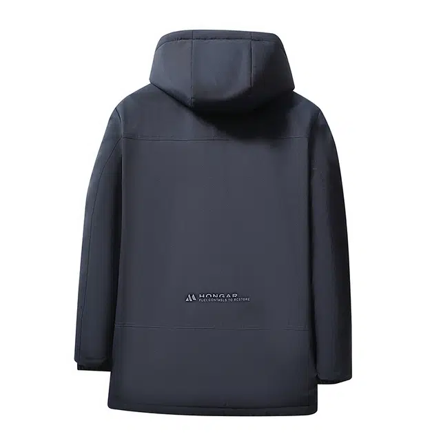 金盾 连帽加绒加厚防风保暖中长款休闲棉服 男款