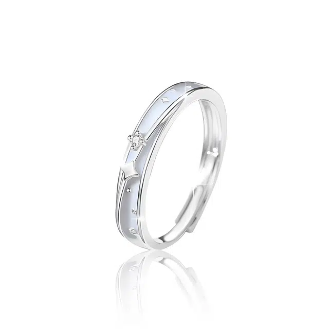 克兰茜 白夜星月 浪漫精致轻奢甜蜜女友心动 钟爱久久 开口戒可调节对戒 约会学生表白戒 恋爱告白纪念日送礼 锆石 戒指 男女同款情侣款