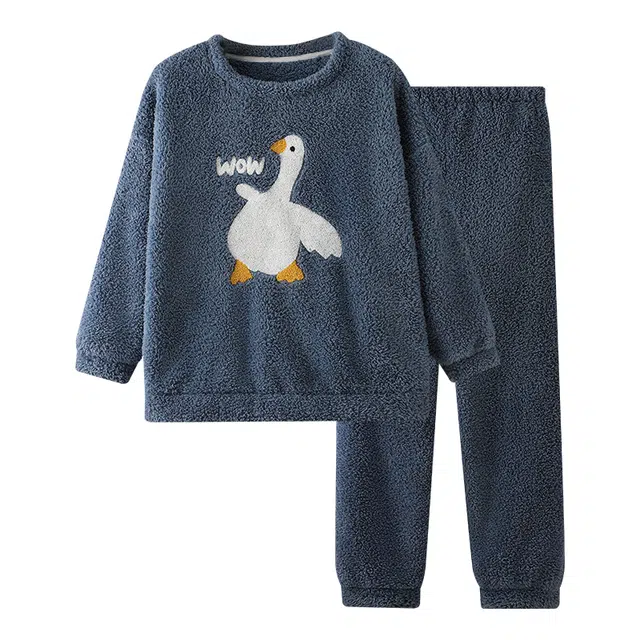 欧诗帛 珊瑚绒加绒加厚长袖长裤睡衣套装 女款 图片色