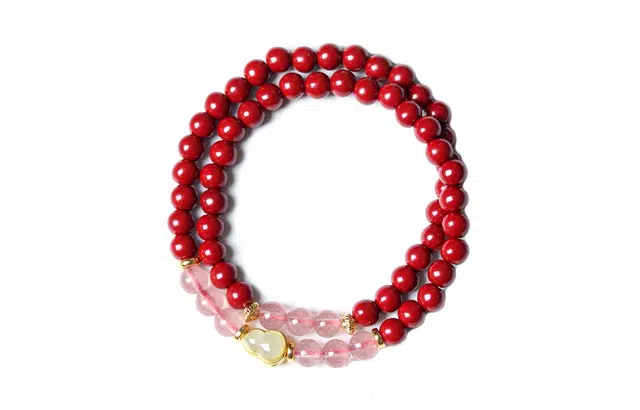 檀欣 福禄鸿运 新中式葫芦古法金招财转运珠珠串 时尚精致盘玩佛珠文玩女串转运玉福芦闺蜜女朋友周年礼送礼 朱砂 手串 女款