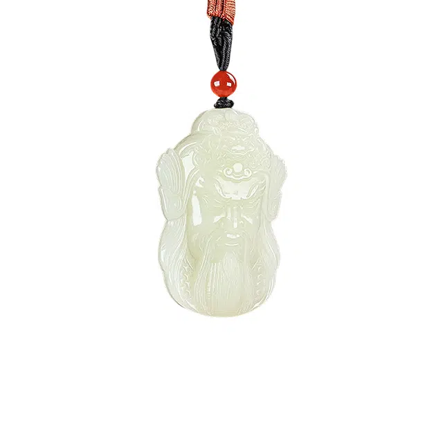 舒杰 手工精雕招财关公像 和田玉 白玉 男女同款情侣款