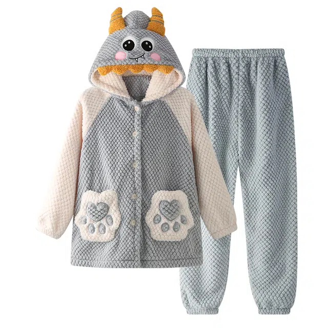 欧诗帛 加厚亲肤休闲长袖长裤家居服睡衣套装 女款 图片色