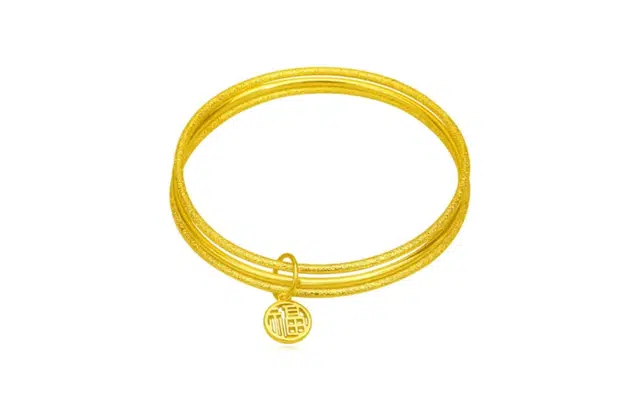 尚银福 三生三世福牌 福气满满新中式简约高级精致轻奢轻奢复古国潮风 时尚镂空福字素圈闭口小众设计手饰#好运 合金 手镯 女款