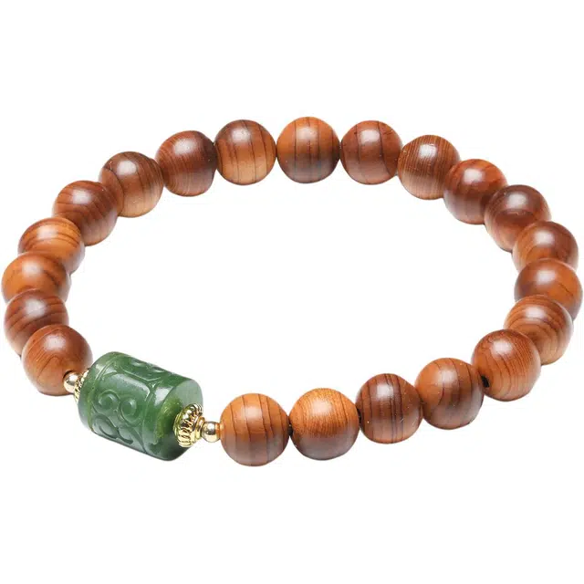 三檀小舍 陈化老料高油高密 好运转运招财祥云桶珠佛珠国风国潮新中式小众文玩盘玩 崖柏 手串 男女同款情侣款