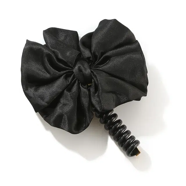 如花梦 温柔白月光蝴蝶结侧边编发 优雅甜美缎面电话线发饰 日常百搭侧边麻花辫发绳头饰#好运 布艺 发圈 女款