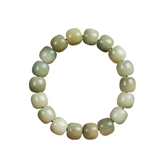 芳缘小傅 多彩渐变绿文玩手持绕指柔盘玩佛珠 白玉菩提 手串 男女同款情侣款