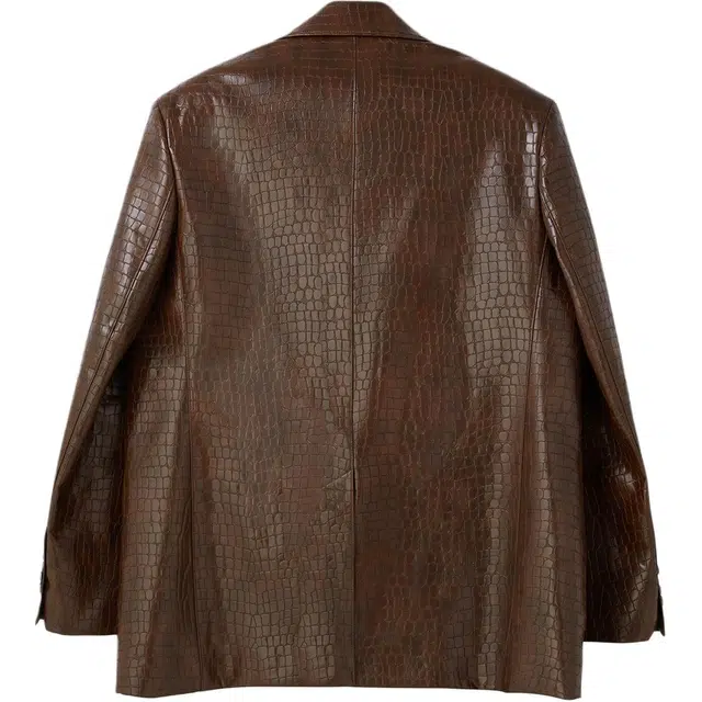 RECTO FW24 LEONA CROCODILE-EFFECT OVERSIZED JACKET BROWN