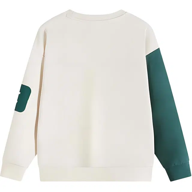 安踏儿童 字母拼色圆领舒适透气百搭加绒卫衣 米糕白 青少年
