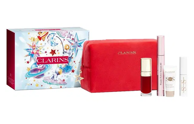 娇韵诗 圣诞限定唇油睫毛膏彩妆套装 持久气色 四件套+化妆包