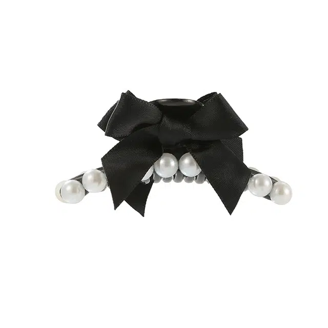 如花梦 复古法式甜美蝴蝶结公主头 高级感侧边刘海夹 日常百搭温柔额前碎发 珍珠网纱 发夹 女款