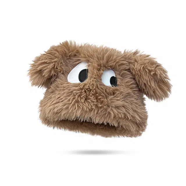 浪莎 超可爱百搭搞怪小狗绒线帽子女生闺蜜趣味大眼长耳朵秋冬保暖加厚护耳毛绒雷锋帽子 涤纶 绒线帽 女款