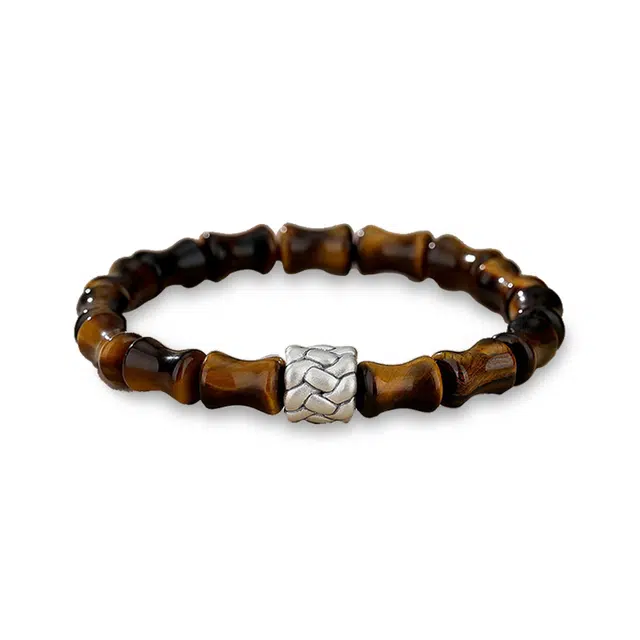 奥斯坦汀 新中式国风潮流百搭  竹节转运上岸#好运 虎眼石 手串 男款