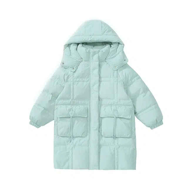 木木兔 连帽洋气纯色长袖棉衣 薄荷绿 青少年