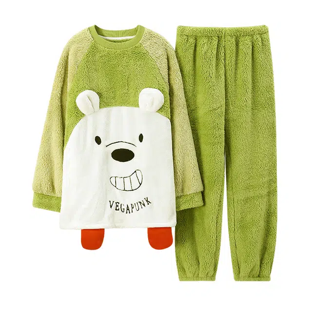 欧诗帛 法兰绒珊瑚绒加绒加厚宿舍长袖长裤睡衣套装 女款 图片色