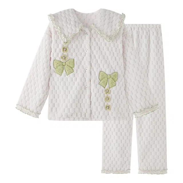 欧诗帛 加绒加厚大码长袖上衣家居服长裤睡衣套装 女款 图片色