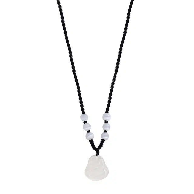 饰伴 澜玉笑尘 中式国潮小众设计平安转运 简约编织绳轻奢设计感 好运 玉髓 项链 男女同款情侣款