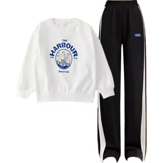 憨憨象 舒适透气柔软卫衣简约时尚长裤休闲运动套装青少年