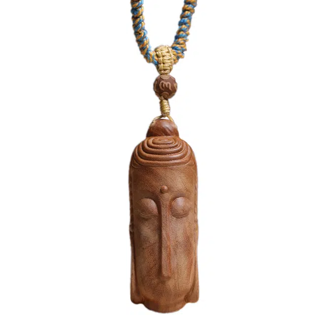 絮物 新中式国潮文玩原创雕刻北魏佛 心想事成 盘玩车载手把件 礼盒装 老山檀香 吊坠 男女同款情侣款