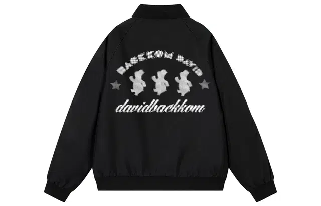 大卫贝肯 美式街头侧边拼色三条杠条纹设计棒球领户外机能休闲宽松百搭痞帅飞行员教练夹克外套 男女同款