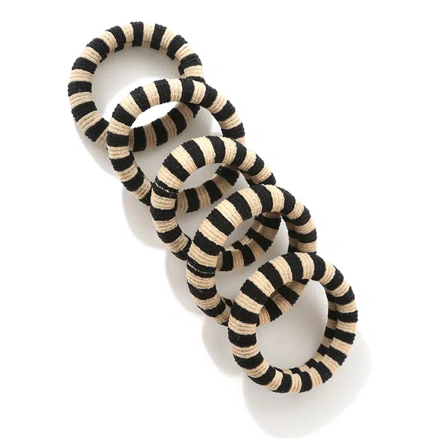 如花梦 韩系秋冬简约撞色条纹斑马纹高弹力 皮筋 头绳 女款