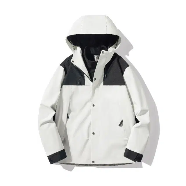 雅鹿  拼色连帽拉链  防水防风防紫外线冲锋衣 男女同款