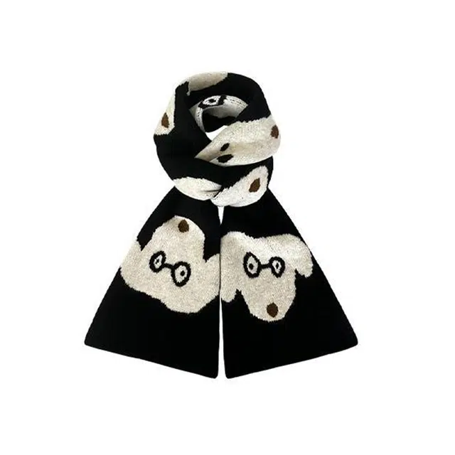 木林森 日系可爱小狗防寒保暖百搭 聚酯纤维 绒线围巾 男女同款情侣款