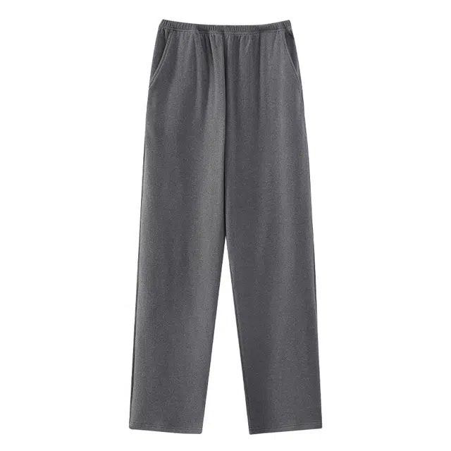 莫代尔 简约韩版时尚气质休闲舒适锁温亲肤柔软松紧腰头有口袋大学生轻熟风居家裤睡裤 男款 灰色