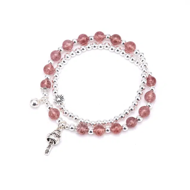 【精准桃花】 聆听花开 新中式新国风草莓晶双圈 佳偶天成 民族风时尚气质百搭小众高级感 水晶 手串 女款