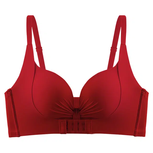 二三二三 聚拢手掌杯收副乳防下垂无痕无钢圈性感文胸 女款 酒红色