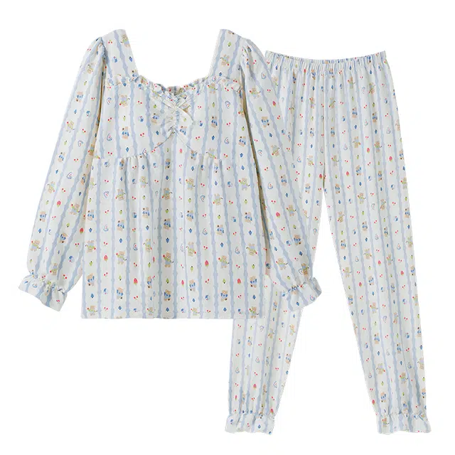 欧诗帛 休闲简约舒适长袖可外穿睡衣套装 女款 图片色