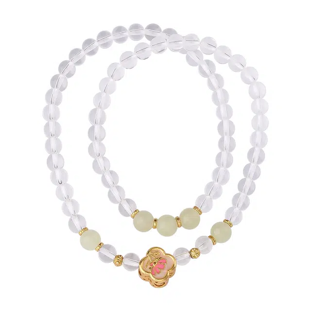 布达拉宫 国风新中式高级感时来好运四季 发财旺桃花白色珠子串珠多圈 水晶 手串 女款