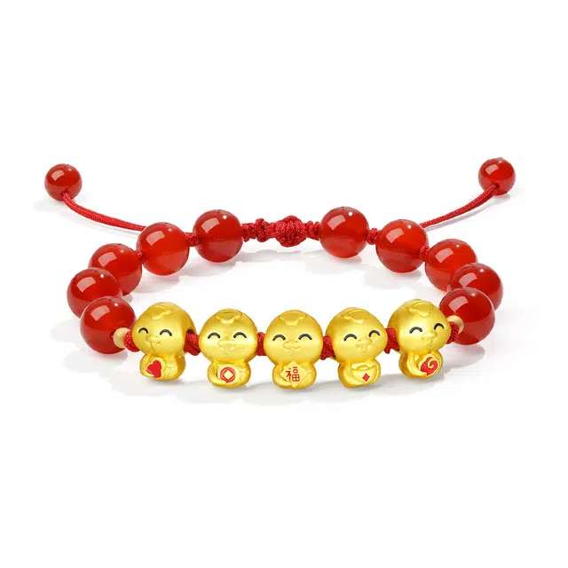 【普陀山官方已祝福】 普陀山文创 五蛇集福编织手绳红转运珠红绳 好运礼盒转运礼#好运 玛瑙 手链 男女同款情侣款