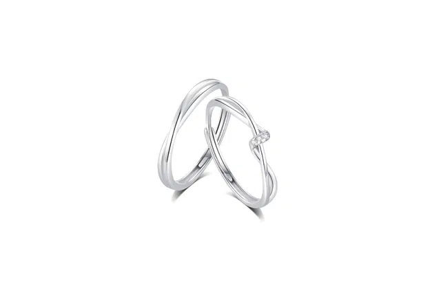 迎百宝 莫比乌斯情人精致优雅爱意无限气质百搭活口可调节对戒结 锆石 戒指 男女同款情侣款