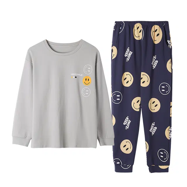 莫代尔 吸湿透气舒适带胸垫防凸点长袖长裤可外穿家居服睡衣套装 女款 图片色