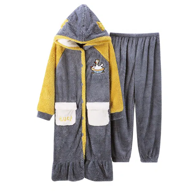 欧诗帛 舒适休闲长袖简约长裤睡衣套装 女款 图色