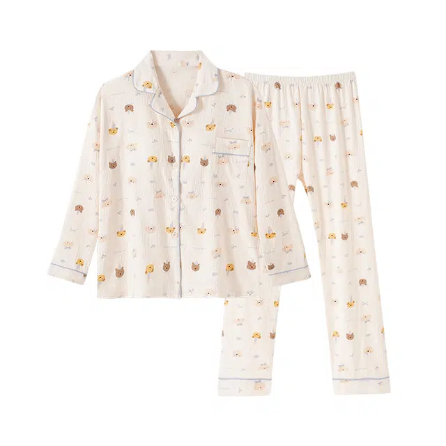 欧诗帛 亲肤系列 带胸垫宽松可外穿简约舒适柔软睡衣套装 女款 图色