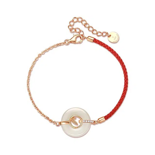 阡陌 竹叶拼接链 新中式国风平安扣拼接链 气质优雅文艺高级设计 节节高升平安顺遂美好寓意 女友闺蜜节日礼盒 玉髓 手链 女款