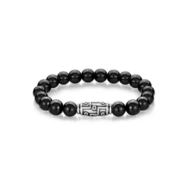 月斐 吉祥天珠  国潮新中式复古简约时尚百搭好运小众高级感 黑曜石 手串 男女同款情侣款