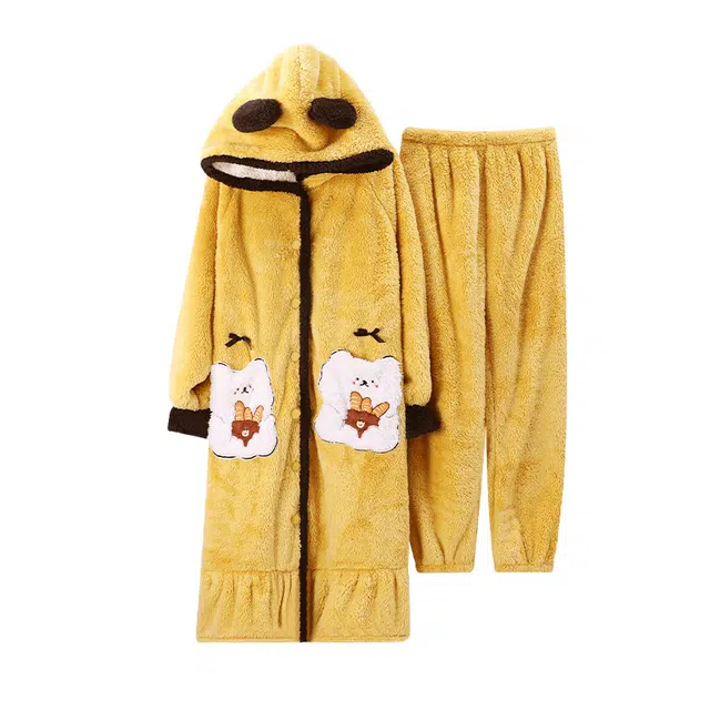 欧诗帛 高颜值舒适长袖简约睡衣套装 女款 图色