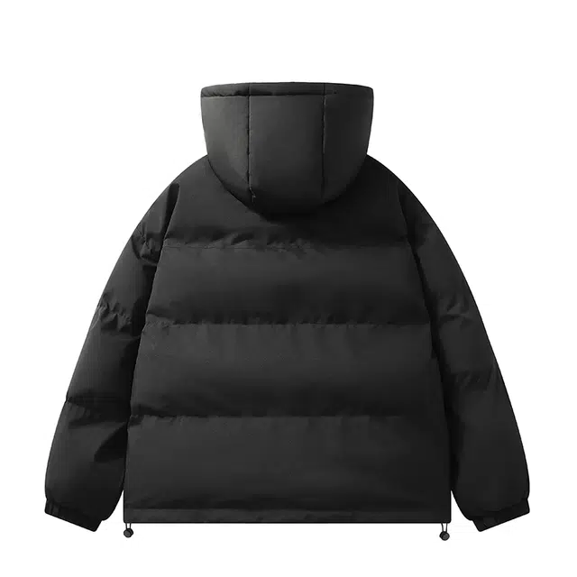 吾皇猫 美式高街潮流纯色基础款防风保暖面包服休闲通勤连帽休闲宽松棉服 男女同款