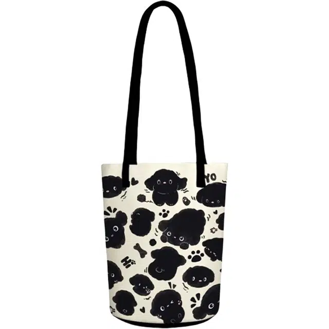 奥松 家用家居手提包水桶包学生包出游包 绒面科技布 单肩包 常规 女款 卷毛小黑