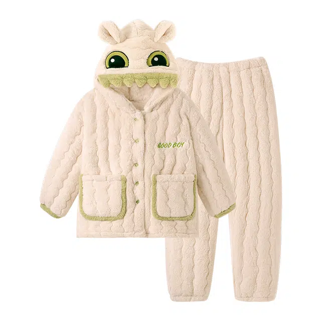 欧诗帛 卡通连帽长袖上衣家居服长裤睡衣套装 女款 图片色