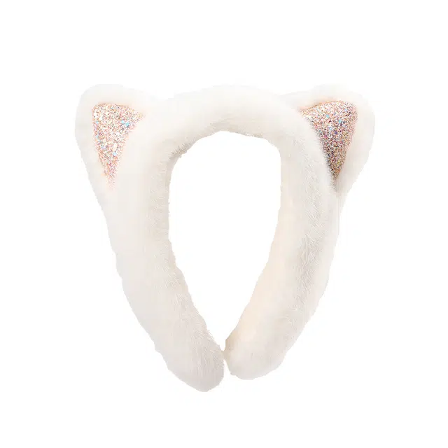 浪莎 卡通猫耳朵捂耳加绒加厚可爱发箍耳暖出行户外骑行防风防寒 聚酯纤维 耳罩 女款