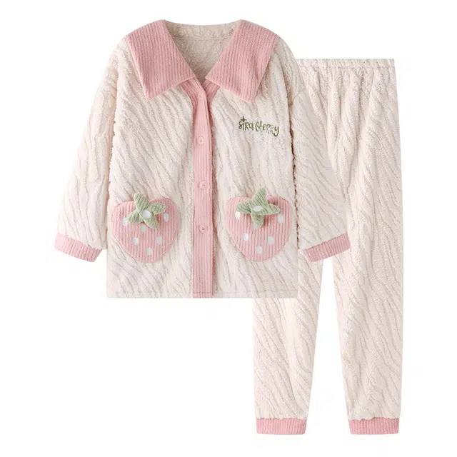 欧诗帛 休闲舒适可爱长袖长裤冬季睡衣套装 女款 图片色