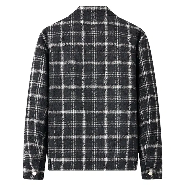 与狼共舞 百搭保暖翻领格纹夹克外套 男款 黑色