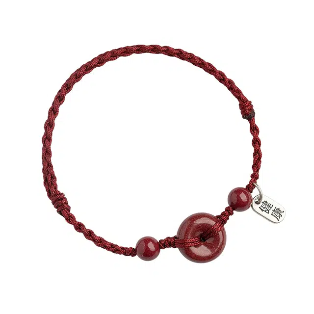 妈妈的礼物 健康平安扣  生肖兔本命年红色好运 朱砂 手链 女款