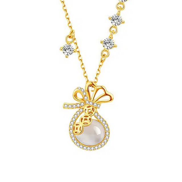 妈妈的礼物 转运福袋  轻奢古风钱袋子高级锁骨链#好运 玉髓 项链 女款