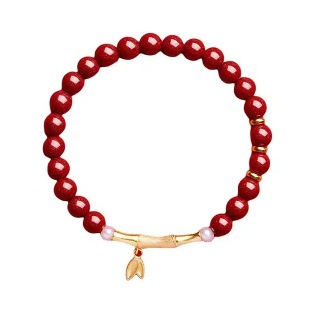 银千惠 新中式竹报平安节节高升学业上岸前程似锦手腕链 国潮竹韵竹节有你足够串珠链 小众诸事顺利首饰 好运 再造辰砂朱砂 手串 女款