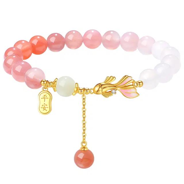 银千惠 新中式国潮鲤跃龙门锦鲤 时来运转考研考试上岸前程似锦 小众设计通勤百搭首饰 好运 玛瑙 手链 女款