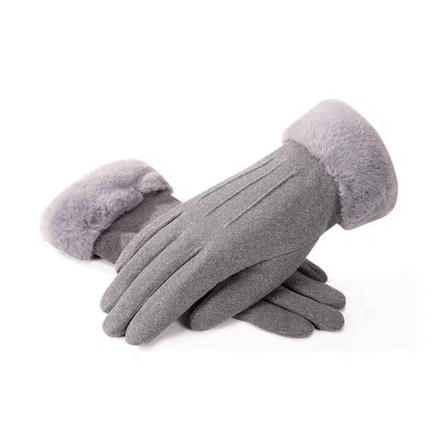 南极人 秋冬季韩版可爱冬天加绒厚保暖触屏骑车开车防风防寒 加厚聚酯纤维 绒线手套 女款